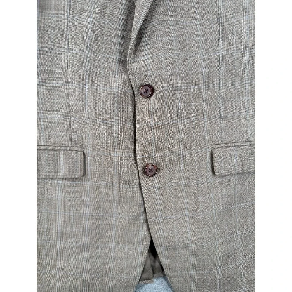 Lauren Ralph Lauren Blazer Mens 42L Tan Glen Plaid Wool 2 Button Sport Coat